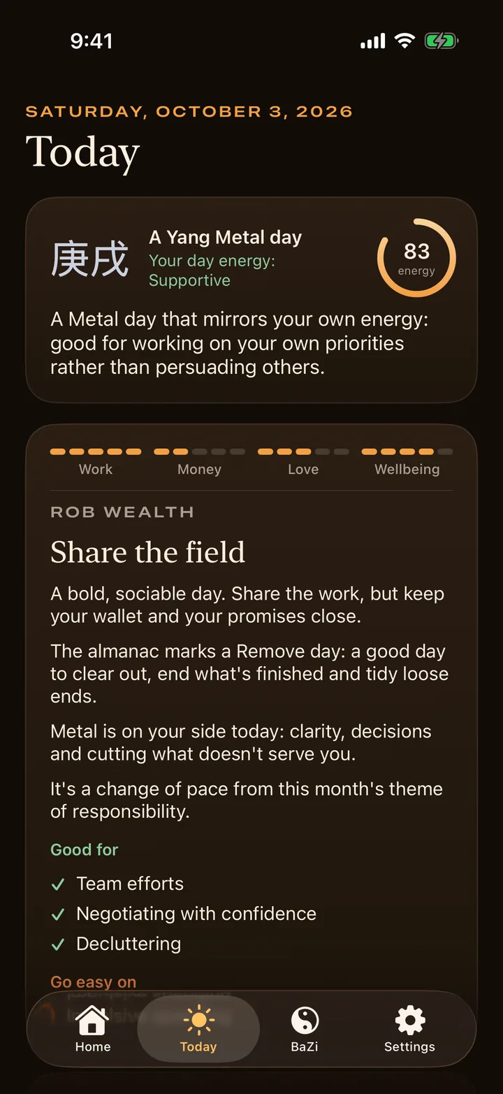 Feng Shui AR’s daily BaZi reading